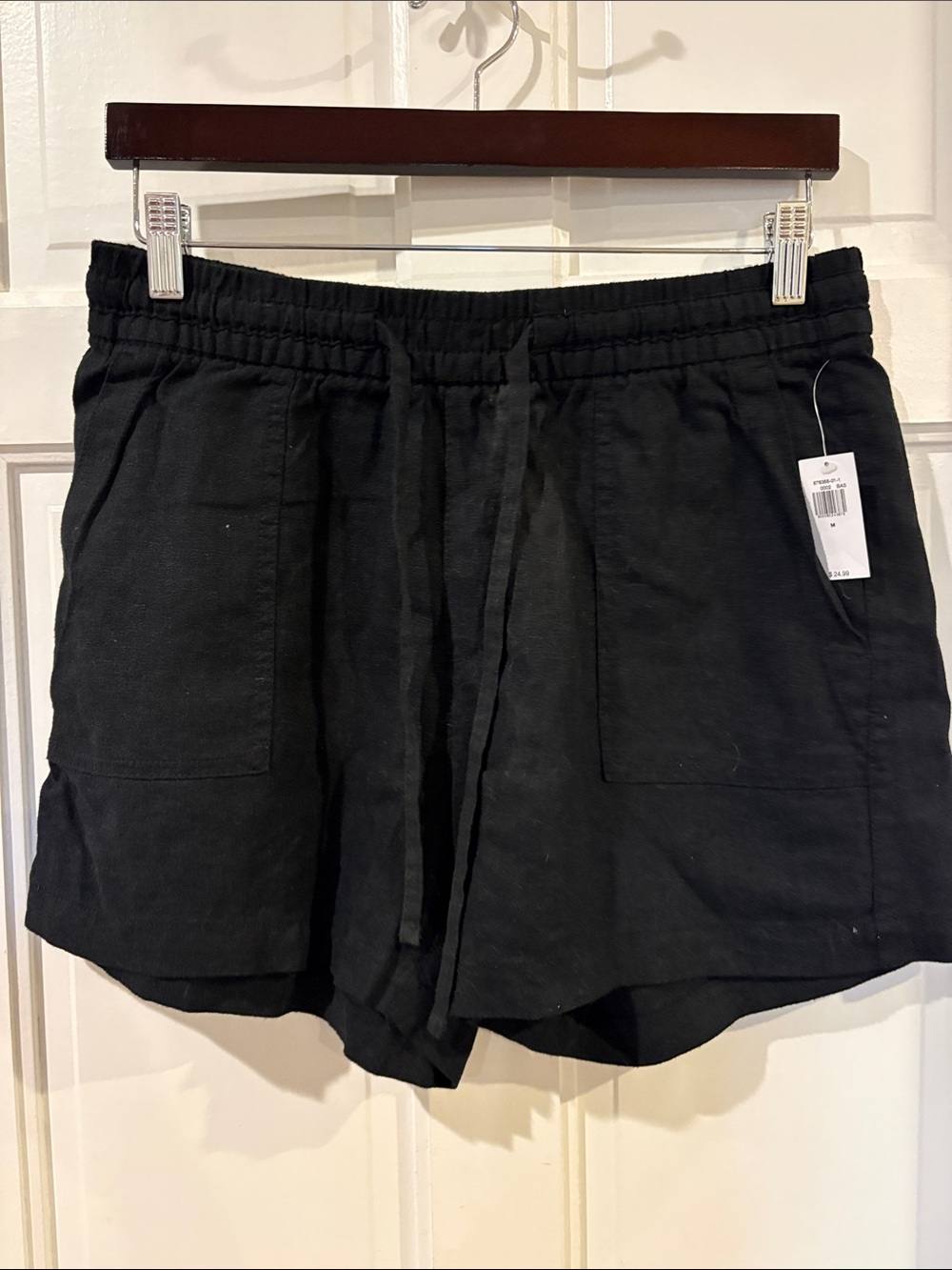 Old Navy Black Drawstring Linen-Blend Shorts